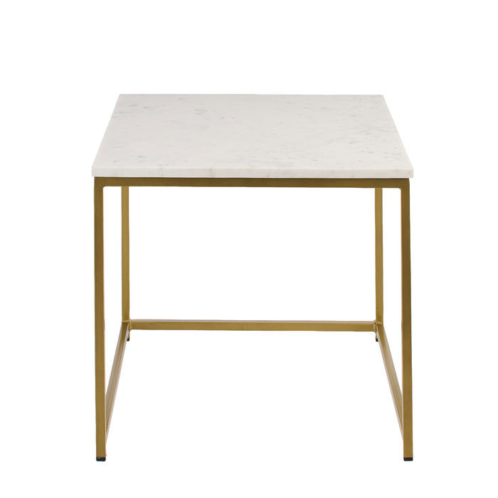 Nara Nesting White Marble Square Coffee Table - Gold Frame - Laura James