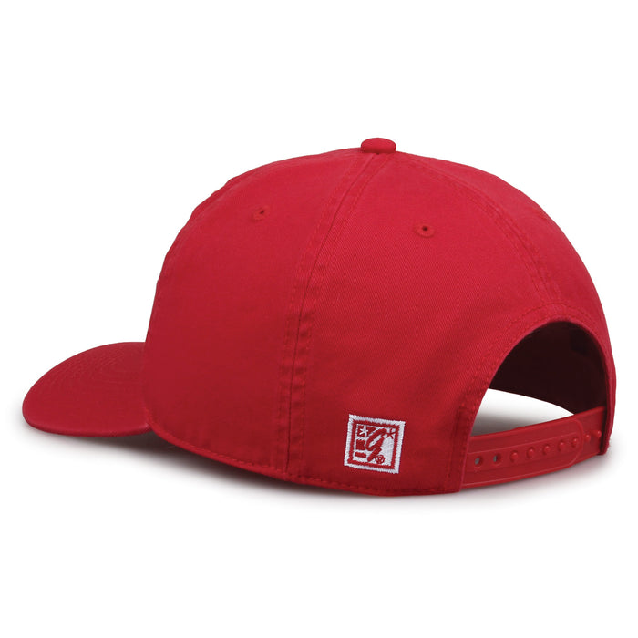 Nebraska Cornhuskers Original Heritage Script Snapback in red, rear view showing adjustable snapback closure