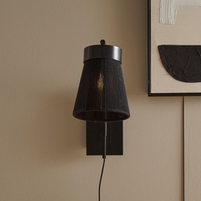Neri Black Cotton String Wall Light - Laura James