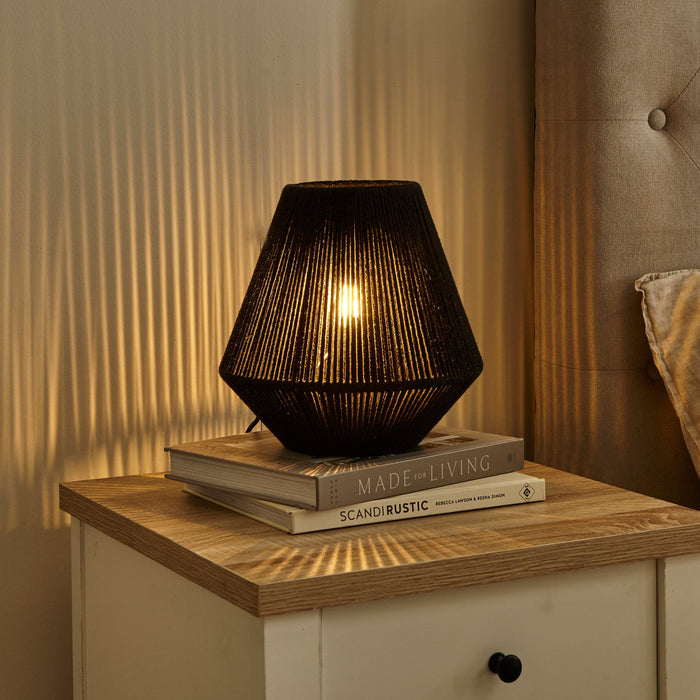 Neri Small Black Cotton String Table Lamp