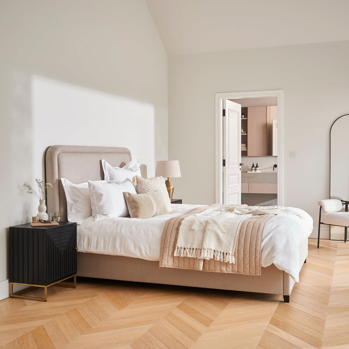 Robyn Double Ottoman Bed - Soft Beige - Laura James