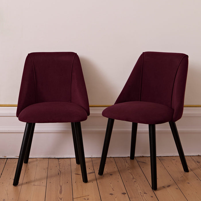 Freya Burgundy Red Dining Chair - Set of 2 - Black Oak Legs - Laura James