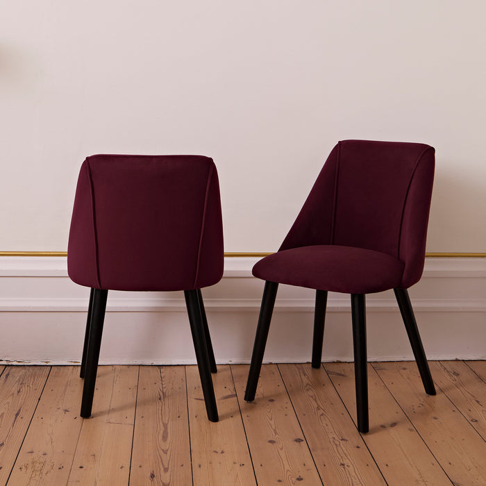 Freya Burgundy Red Dining Chair - Set of 2 - Black Oak Legs - Laura James
