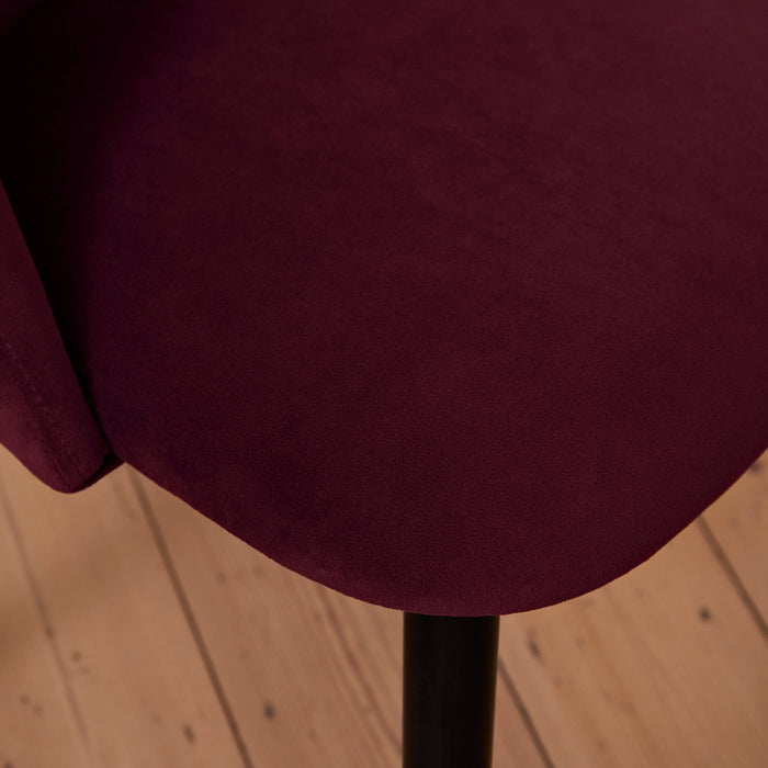 Freya Burgundy Red Dining Chair - Set of 2 - Black Oak Legs - Laura James