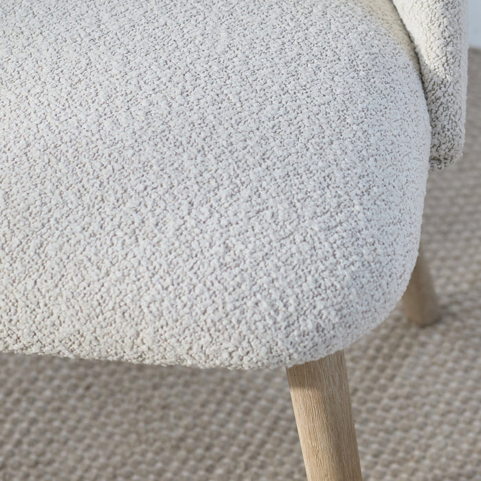 Freya Oat Boucle Dining Chairs - Set of 2 - Whitewash Oak Legs - Laura James