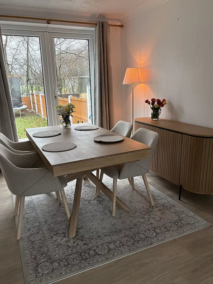 New - Freya Sand Armchairs - Set of 2 - Whitewash Oak Legs