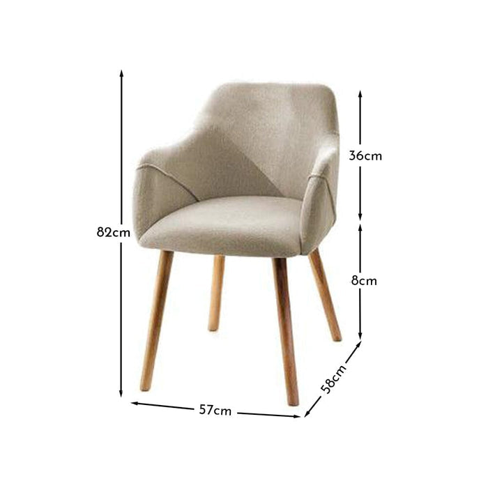 New - Freya Sand Armchairs - Set of 2 - Whitewash Oak Legs