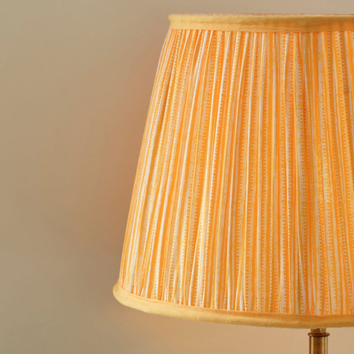 Nimana 40cm Gathered Lamp Shade - Amber Yellow Stripe - Laura James