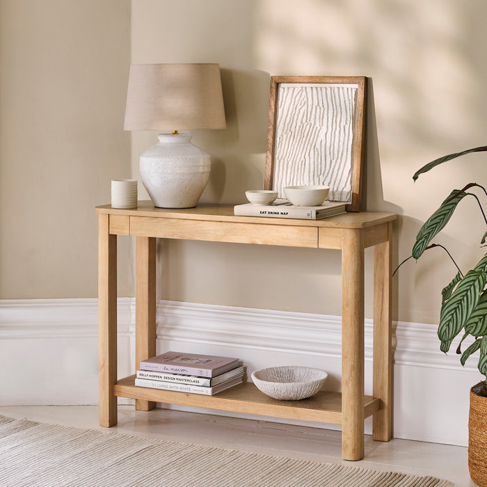 Noah Whitewash Oak 1 Drawer Console Table - Laura James