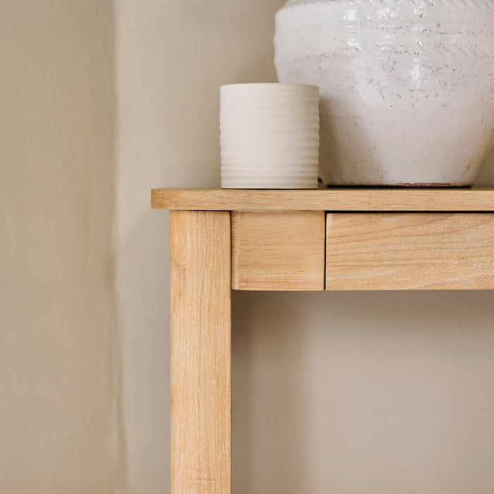 Noah Whitewash Oak 1 Drawer Console Table - Laura James