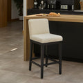 Nolan White Boucle Bar Stool - Black Oak Legs - Laura James
