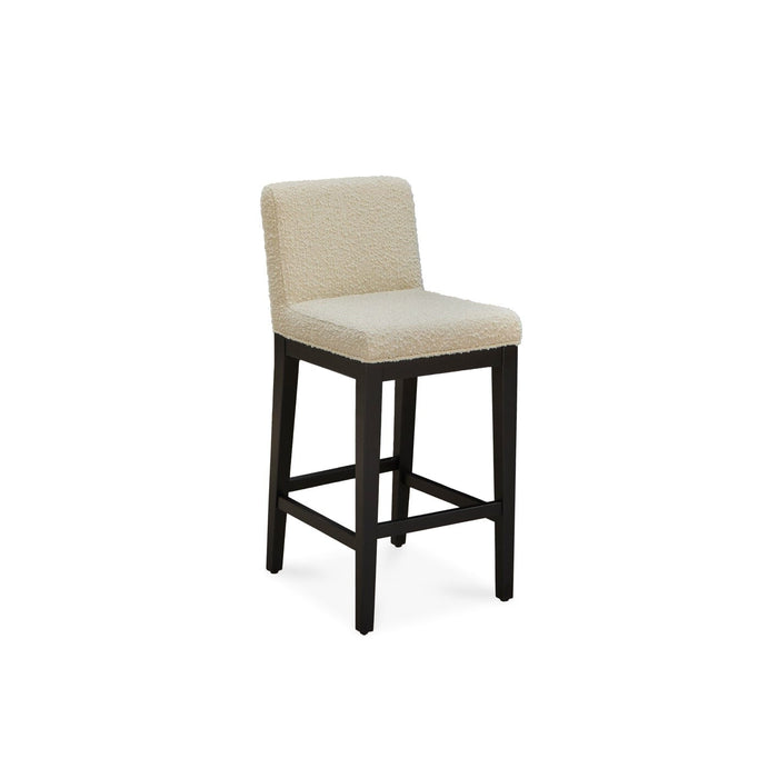 Nolan White Boucle Bar Stool - Black Oak Legs - Laura James