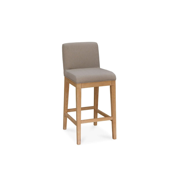 Nolan Fawn Linen Bar Stool - Whitewash Oak Legs - Laura James