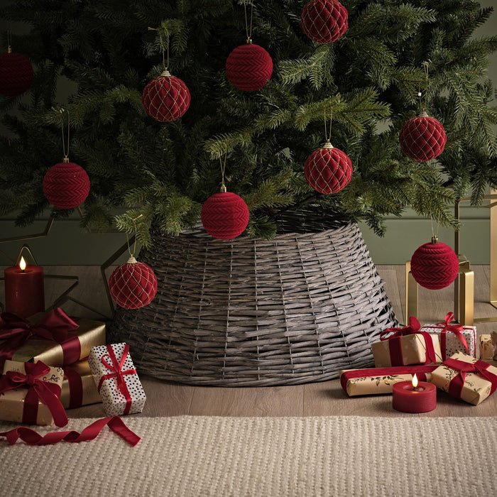 Norrland 57cm Tree Skirt - Grey Wash Rattan - Laura James
