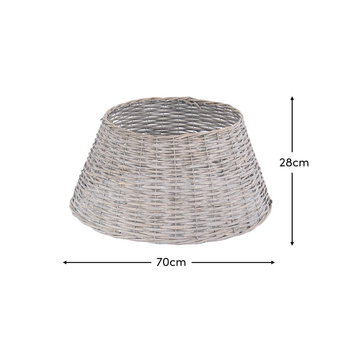Norrland 70cm Tree Skirt - Grey Wash Rattan - Laura James
