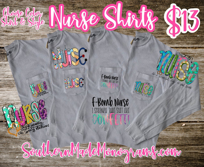 Nurse Pocket Tee - Short / Long Sleeve or Tank