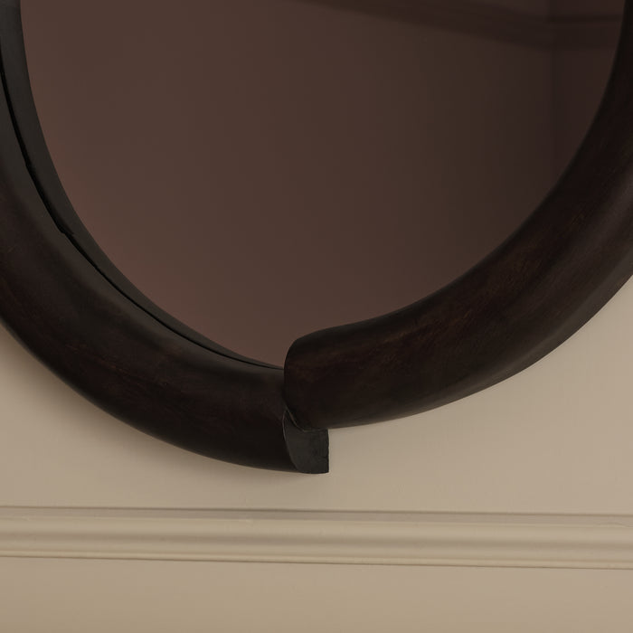 Octavia 80cm Rounded Rectangular Wall Mirror - Coffee Brown Mango Wood - Laura James