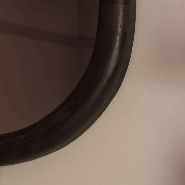 Octavia 80cm Rounded Rectangular Wall Mirror - Coffee Brown Mango Wood - Laura James