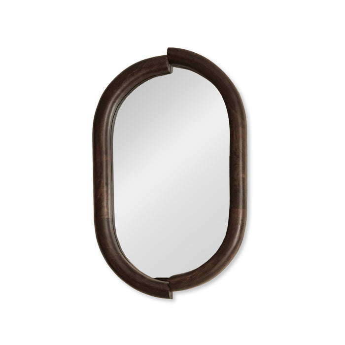 Octavia 80cm Rounded Rectangular Wall Mirror - Coffee Brown Mango Wood - Laura James