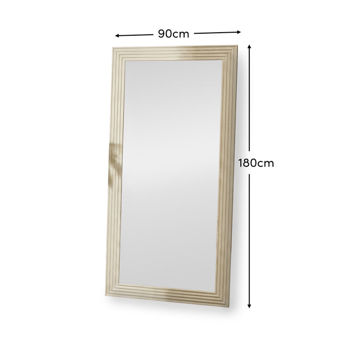 Orkney 180x90cm Wooden Mirror - Oatmeal - Laura James