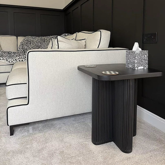 Orla Black Mango Wood Square Side Table - Laura James