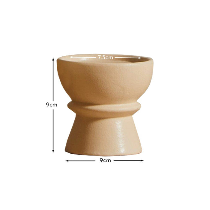 Outlet - Ackton 9cm Ceramic Pillar Candle Holder - Set of 2 - Taupe