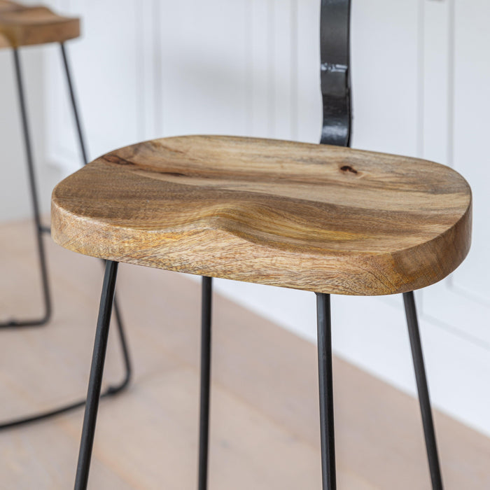 Aiden Natural Mango Wood Bar Stool - Set of 2 - Laura James