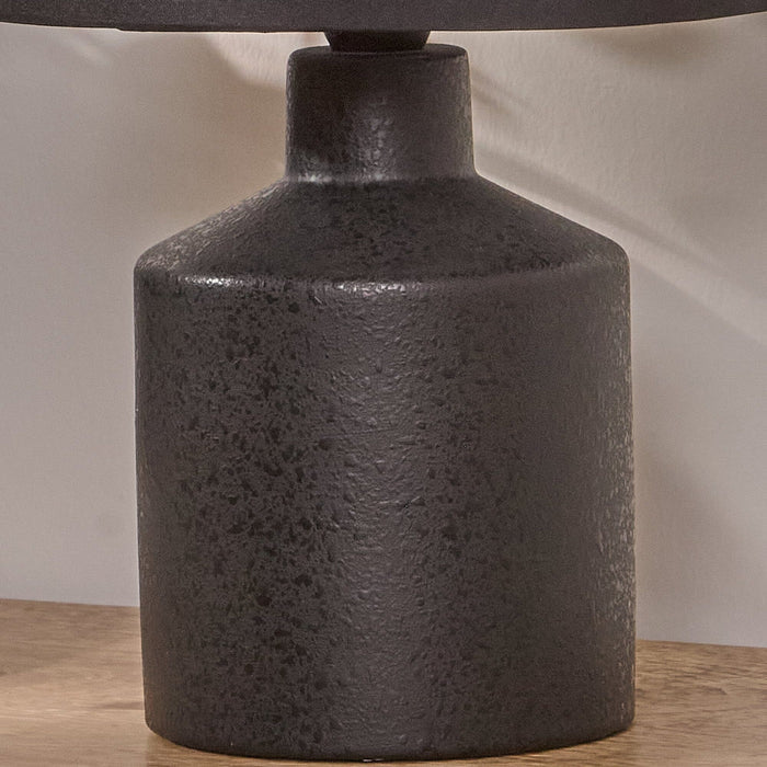 Amberley 28cm Ceramic Table Lamp - Black with Grey Polyester Shade - Laura James