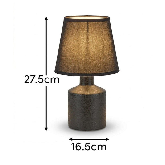 Amberley 28cm Ceramic Table Lamp - Black with Grey Polyester Shade - Laura James