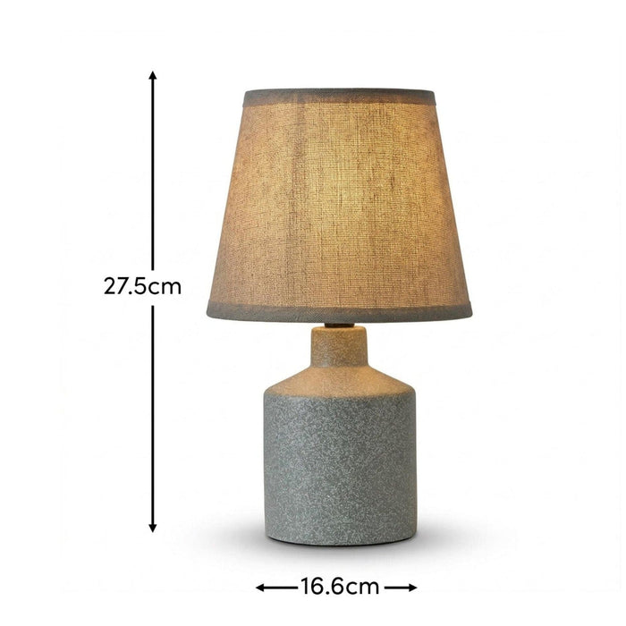 Amberley 28cm Ceramic Table Lamp - Natural with Off White Polyester Shade - Laura James