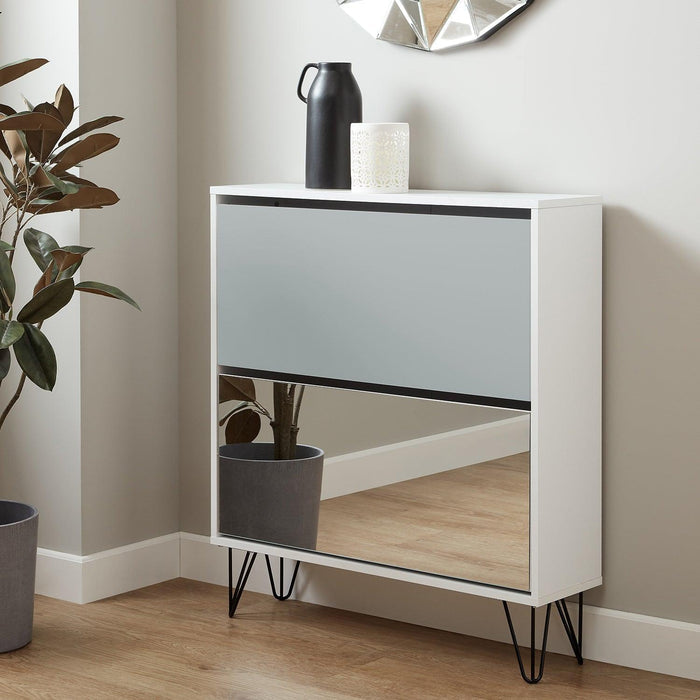 Outlet – Anderson shoe cabinet - 2 door - white and grey - Laura James