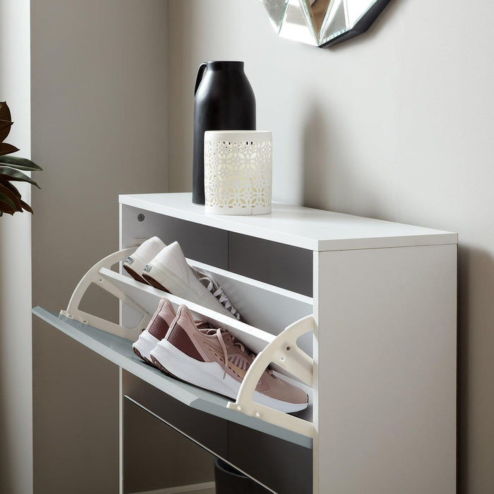 Outlet – Anderson shoe cabinet - 2 door - white and grey - Laura James
