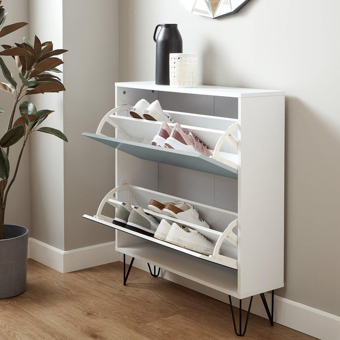 Outlet – Anderson shoe cabinet - 2 door - white and grey - Laura James