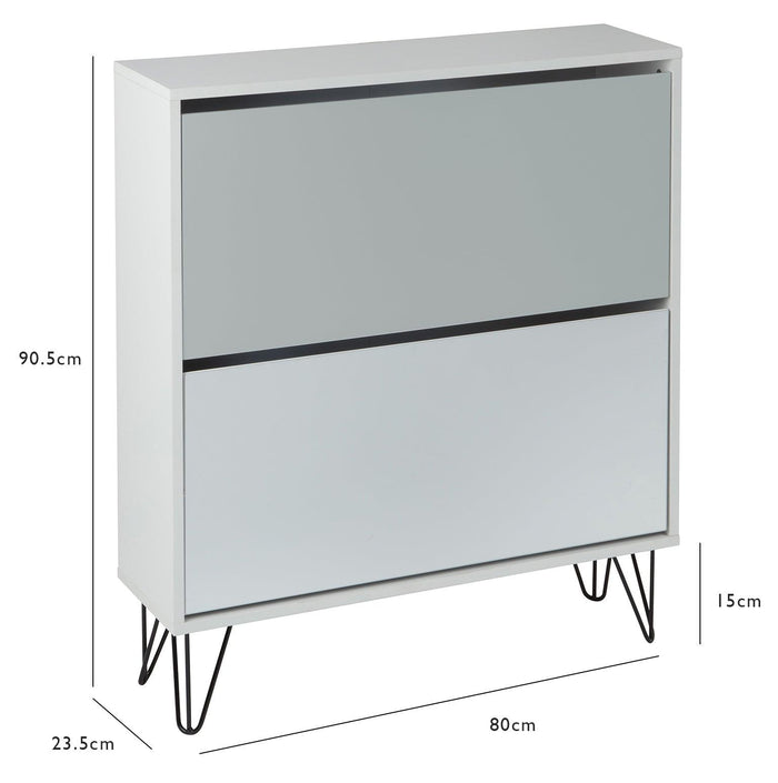 Outlet – Anderson shoe cabinet - 2 door - white and grey - Laura James