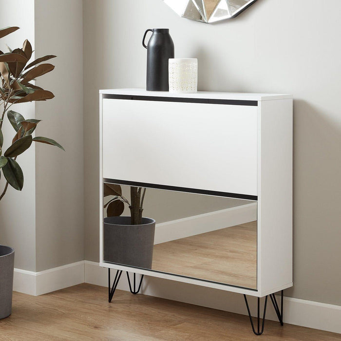 Outlet Anderson White Shoe Cabinet with 2 Drawers - Laura James