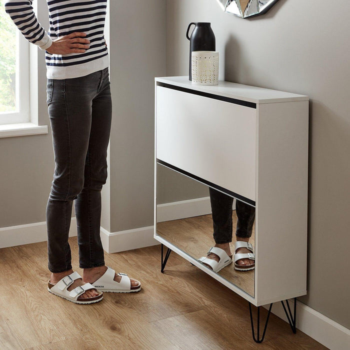 Outlet Anderson White Shoe Cabinet with 2 Drawers - Laura James