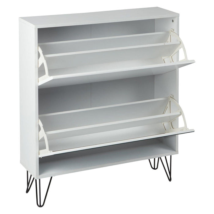 Outlet Anderson White Shoe Cabinet with 2 Drawers - Laura James