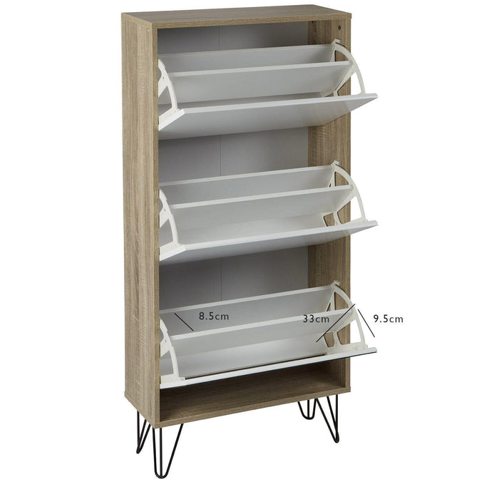 Outlet – Anderson shoe cabinet - 3 door - oak effect and white - Laura James