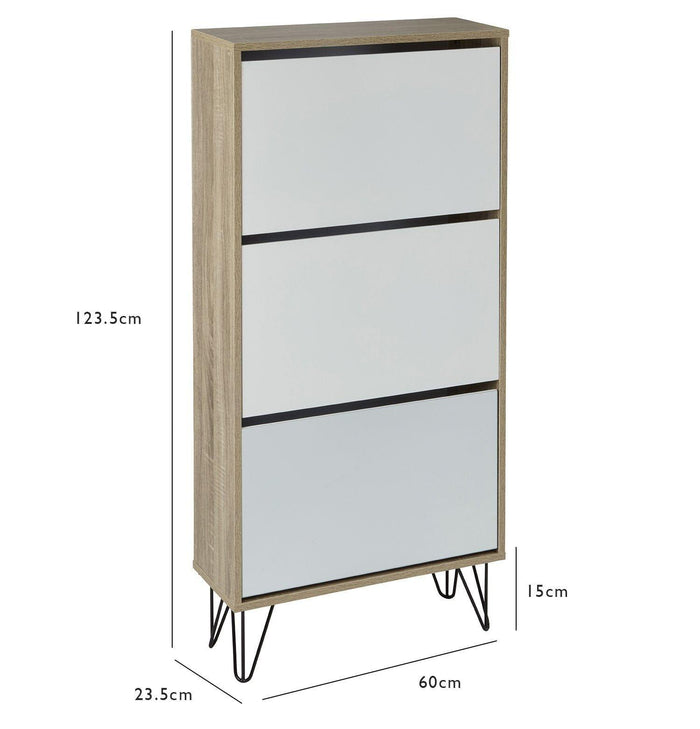 Outlet – Anderson shoe cabinet - 3 door - oak effect and white - Laura James