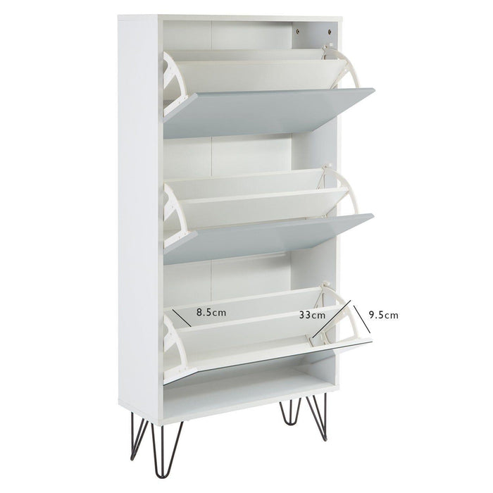 Anderson shoe cabinet - 3 door - white and grey - Laura James