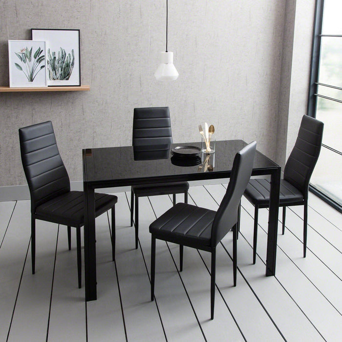 Outlet - Anya glass dining table set - 4 seater - black - Laura James