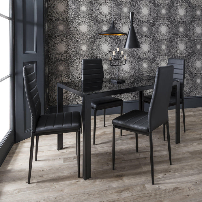 Outlet - Anya glass dining table set - 4 seater - black - Laura James