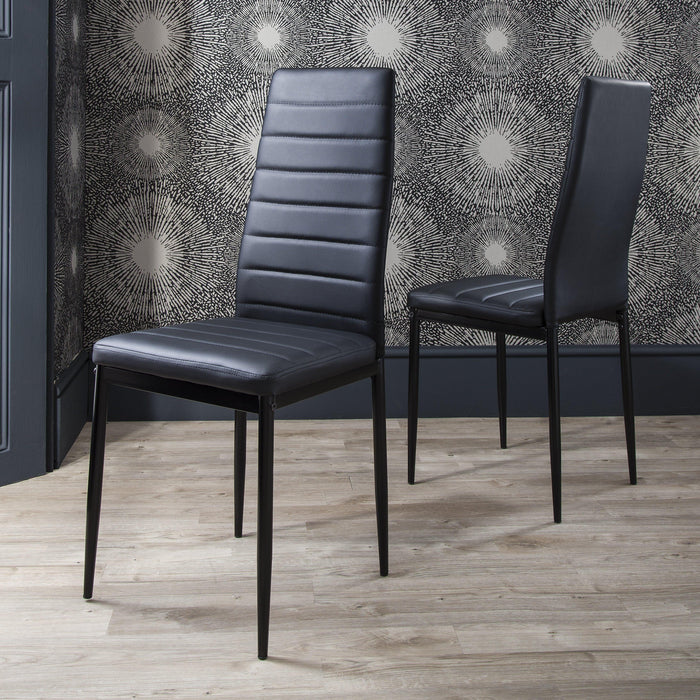 Glass Dining Table Set and 6 Black Chairs Set - Laura James