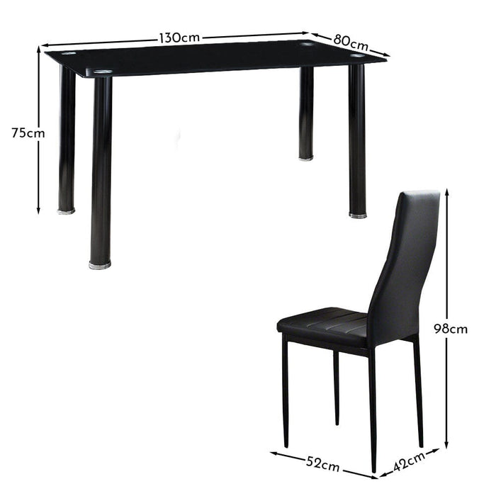 OUTLET - Anya Glass Dining Table Set - 6 Seater - Anya Black Faux Leather Dining Chairs