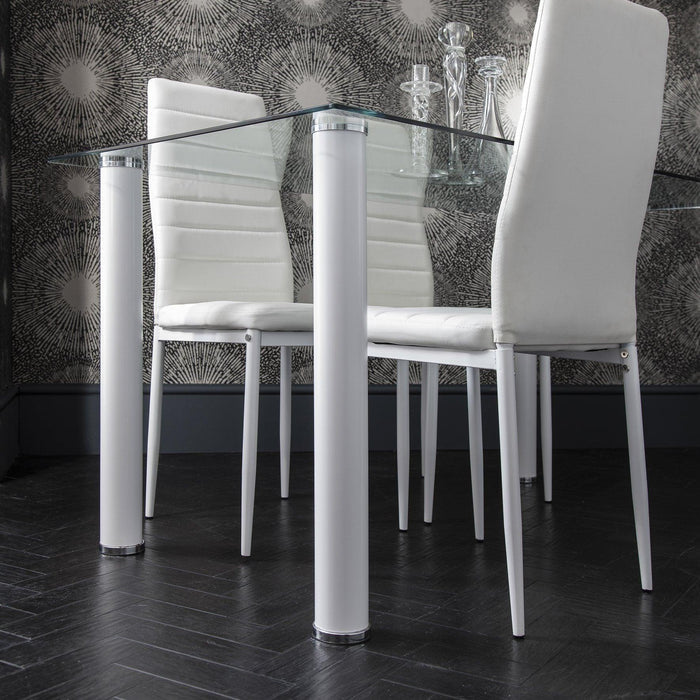 Outlet - Anya glass dining table set - 6 seater - white - Laura James