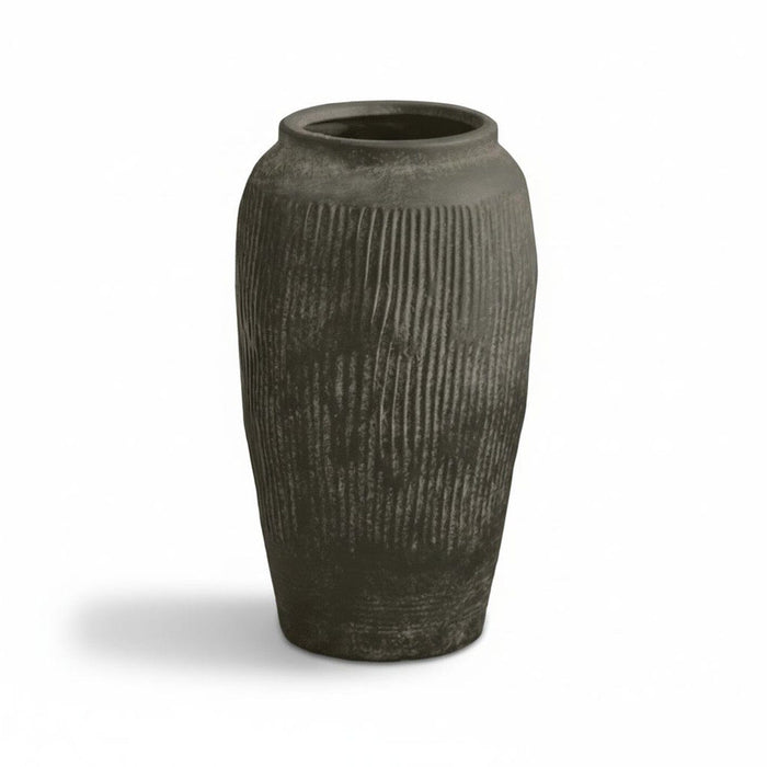 Anze 30cm Terracotta Vase - Rustic Black - Laura James