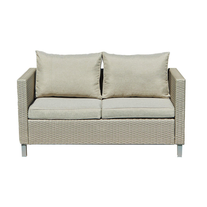 Aria 2 Seater Rattan Garden Sofa - Light Grey - Laura James