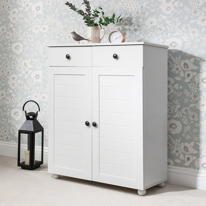 White Shoe Storage Cabinet Storage Cupboard Wooden -  Laura James