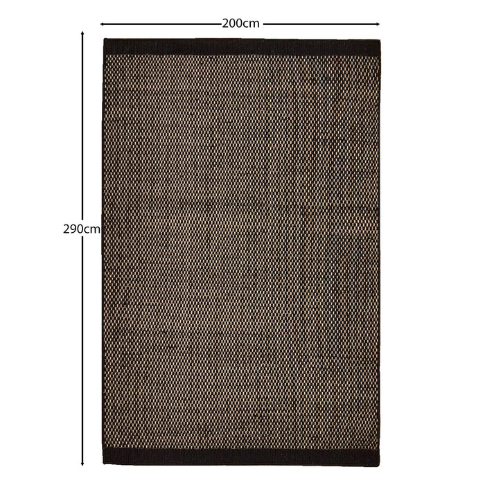 Outlet - Atcham Black Pebble Wool with Cotton Rug - 200 x 290cm