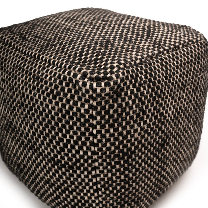 Outlet - Atcham Wool & Cotton Ottoman Stool - Black